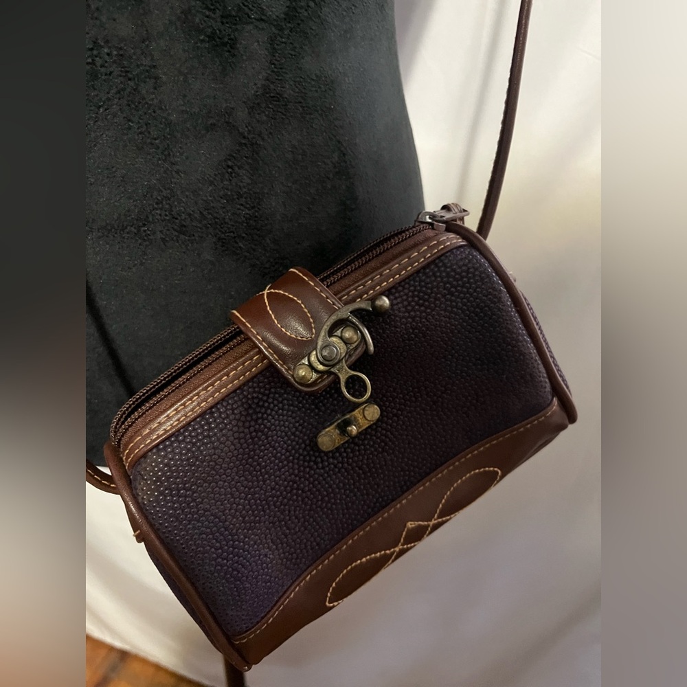 Vintage Leather‎ Boho Crossbody Bag Gitano Brown Textured Brass Clasp Sm Purse